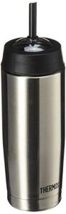 thermos 18 ounce cold cup with straw, stainless steel