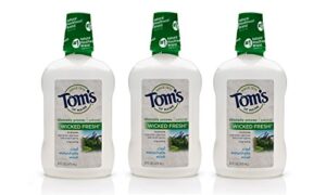 tom's of maine long lasting wicked fresh mouthwash, cool mountain mint, 16 ounce, 3 count