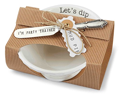 Mud Pie Circa Lets Dip Set, White 2" x 6"