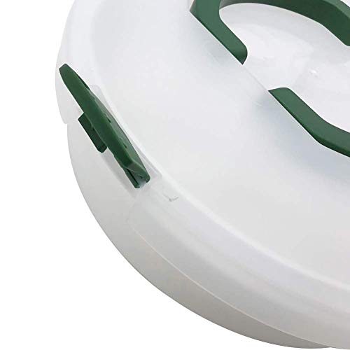 10 Inch Portable Pie Cupcake Carrier Deviled Egg Tray with Lid and Tray 3-In-1 Round Cupcake Container Egg Holder Muffin Tart Cookie Keeper Food (Green)