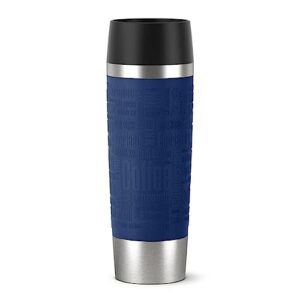 emsa germany: travel mug grande - premium high performance german engineered thermos vacuum flask tumbler, 17oz, blue