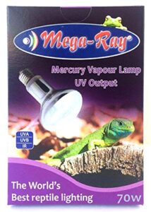 mega-ray mercury vapor bulb - 70 watts (120v) - includes attached dbdpet sticker on packaging