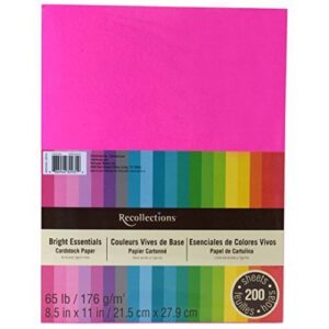 recollections cardstock paper, 8 1/2, bright essentials, 200 sheets