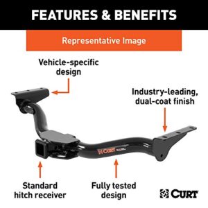 CURT 13207 Class 3 Trailer Hitch, 2-In Receiver, 6,000 lbs, 7,500 WD, Fits Select Ram ProMaster 1500, 2500, 3500, GLOSS BLACK POWDER COAT