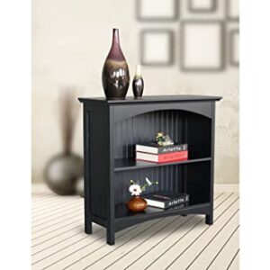 eHemco 2 Tier Bookcase with 2 Arched Supports, 29 Inches, Black