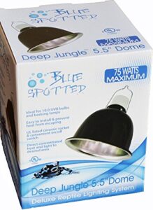 blue spotted deep jungle 5.5 inch dome lamp fixture use the reptile lamp fixture with heat emitters, sunning heat lamps, uvb lamps, to heat reptiles, amphibians, small animals, birds farm animals!