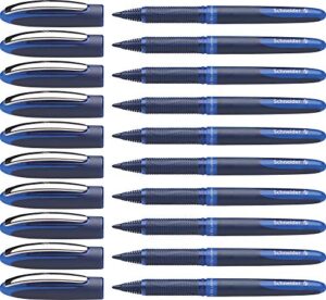 schneider one business rollerball pen, 0.6 mm ultra-smooth tip, blue barrel, blue ink, box of 10 pens (183003)
