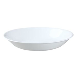 corelle livingware 20-ounce glass salad/pasta bowl, winter frost white (2, white)