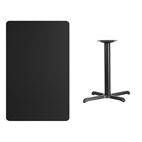 Flash Furniture Stiles 30'' x 48'' Rectangular Black Laminate Table Top with 23.5'' x 29.5'' Table Height Base