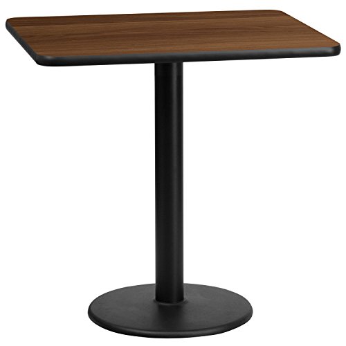 Flash Furniture 24'' x 30'' Rectangular Walnut Laminate Table Top with 18'' Round Table Height Base