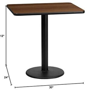 Flash Furniture 24'' x 30'' Rectangular Walnut Laminate Table Top with 18'' Round Table Height Base