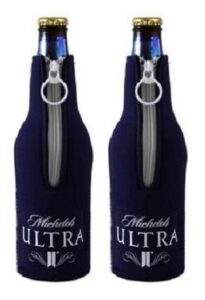 michelob ultra beer zip-up bottle suit coolie huggie cooler 2-pack