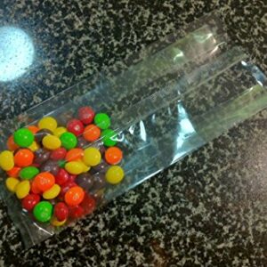 100 Pcs 3x2x8 Clear Side Gusseted Cello Cellophane Bags Good for Candy Cookie Bakery (by UNIQUEPACKING)