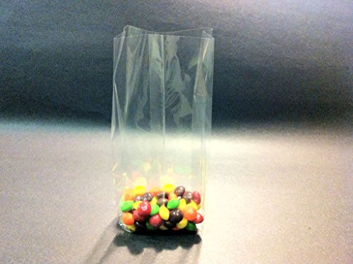 100 Pcs 3x2x8 Clear Side Gusseted Cello Cellophane Bags Good for Candy Cookie Bakery (by UNIQUEPACKING)