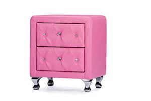 baxton studio stella crystal tufted pink leather modern nightstand