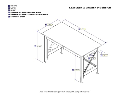 AFI Lexi Desk with Drawer, Brown, Multipurpose Desk