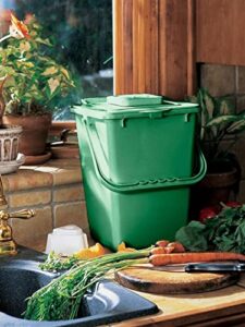 gardener's supply company - compost bin kitchen waste countertop pail - odor-free with snap-lock lid for organic composting - holds 1 1/2 gallons of food scraps with filter - 12-1/4 in h x 9 in