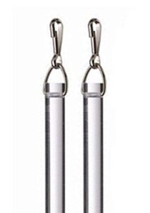 48" heavy duty clear acrylic drapery baton curtain wands 1/2" thick with stainless steel snap hooks (2-pack)