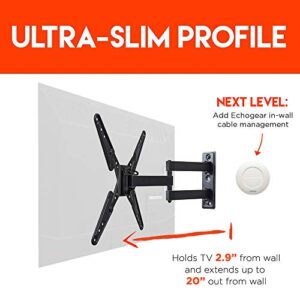 ECHOGEAR Swivel Full Motion TV Wall Mount Bracket for 26-58 Inch TVs – Extend and Tilt Your TV - Easy Single Stud Install