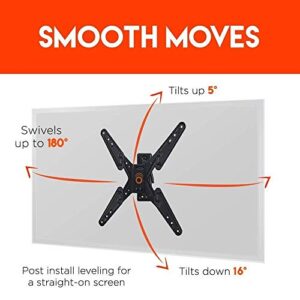 ECHOGEAR Swivel Full Motion TV Wall Mount Bracket for 26-58 Inch TVs – Extend and Tilt Your TV - Easy Single Stud Install