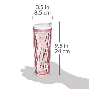 Cupture Crystal Click & Seal Shake Tumbler Cup for Hot or Cold Drinks - 22 oz (Pink Rose)