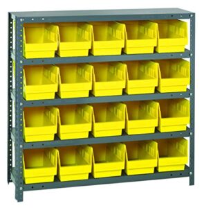 quantum storage systems 1839-204yl store more steel shelving unit with 6" shelf bins, 18" d x 36" w x 39" h, yellow