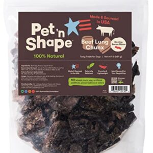 Pet 'n Shape Beef Lung Chunx Dog Treats - Made and Sourced in the USA - 16 Ounce