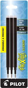 pilot frixion gel ink refills for erasable pens, extra fine point, black ink, 3-pack (77350)