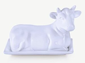 butter dish cow shaped white ceramic / porcelain by chefcaptain
