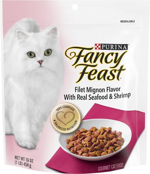 Fancy Feast Gourmet Dry Cat Food - Filet Mignon Flavor with Real Seafood & Shrimp - 3 Pack (3 Pounds Total)