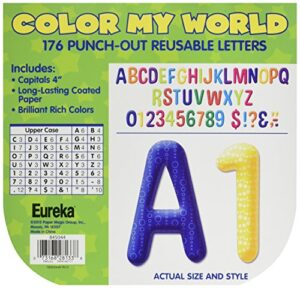 eureka back to school multicolored 'color my world' punch out deco letters classroom decorations, 176pc, 4''
