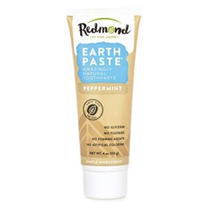 redmond earthpaste - natural non-fluoride toothpaste, 4 ounce tube (3 pack, peppermint)