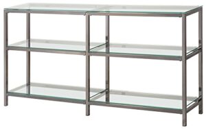 coaster furniture book case coaster contemporary black nickel finished two tier metal bookcase/console with glass shelves 801018