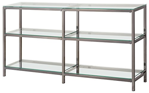 Coaster Furniture Book Case Coaster Contemporary Black Nickel Finished Two Tier Metal Bookcase/Console with Glass Shelves 801018