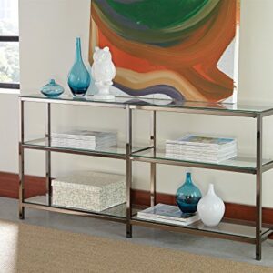 Coaster Furniture Book Case Coaster Contemporary Black Nickel Finished Two Tier Metal Bookcase/Console with Glass Shelves 801018