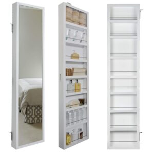 cabidor deluxe mirrored behind the door adjustable medicine cabinet, kitchen & bathroom storage cabinet