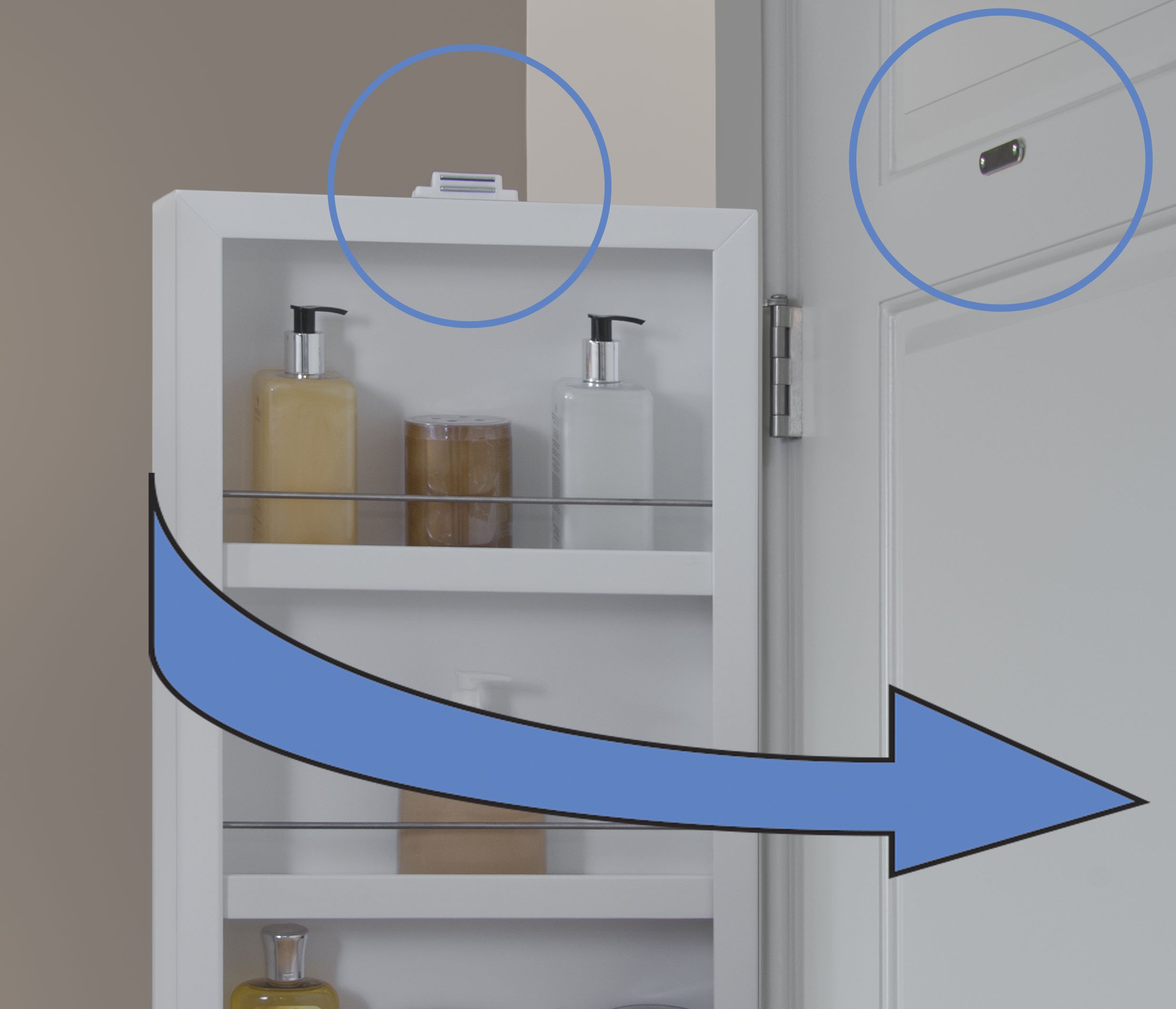 Cabidor Deluxe Mirrored Behind The Door Adjustable Medicine Cabinet, Kitchen & Bathroom Storage Cabinet