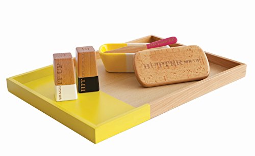 Talisman Designs Laser Etched Vivid Beechwood & Stoneware Butter Dish with Lid Butter Me Up Solid Wooden Lid Butter Holder Fun & Functional Kitchen Supplies