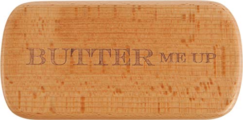 Talisman Designs Laser Etched Vivid Beechwood & Stoneware Butter Dish with Lid Butter Me Up Solid Wooden Lid Butter Holder Fun & Functional Kitchen Supplies