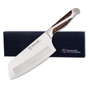 hammer stahl 7-inch vegetable cleaver - professional chopping knife - german forged high carbon steel - ergonomic quad-tang pakkawood handle