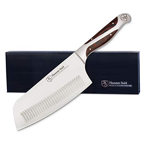 Hammer Stahl 7-Inch Vegetable Cleaver - Professional Chopping Knife - German Forged High Carbon Steel - Ergonomic Quad-Tang Pakkawood Handle