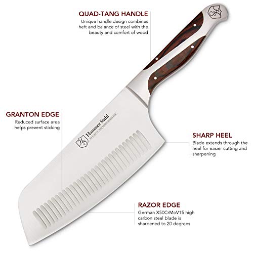 Hammer Stahl 7-Inch Vegetable Cleaver - Professional Chopping Knife - German Forged High Carbon Steel - Ergonomic Quad-Tang Pakkawood Handle