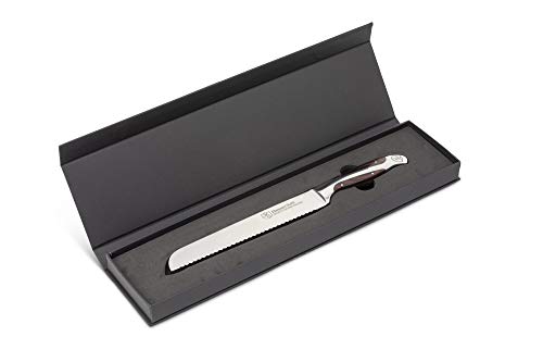 Hammer Stahl 8-Inch Bread Knife - Scallop Serrated Blade - High Carbon German Steel - Ergonomic Quad-Tang Pakkawood Handle