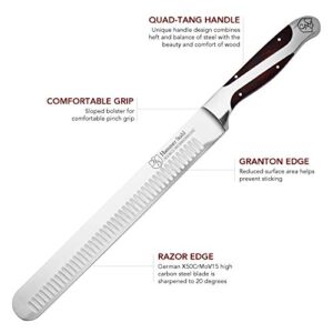 Hammer Stahl 10-Inch Carving Knife, X50CrMoV15 Forged German High Carbon Steel Meat Knife with Quad-Tang Pakkawood Handle - Perfect Brisket Slicing Knife