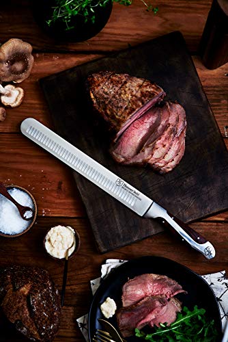 Hammer Stahl 10-Inch Carving Knife, X50CrMoV15 Forged German High Carbon Steel Meat Knife with Quad-Tang Pakkawood Handle - Perfect Brisket Slicing Knife