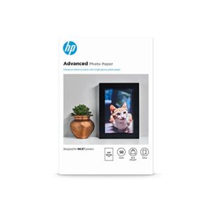 hp advanced photo paper, glossy, 4x6 in, 50 sheets (f4t22a)