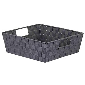 home basics basket non-woven strap bin gray lrg, large, grey