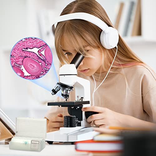 AmScope - M102C-PB10 40X-1000X Biological Compound Microscope with Prepared and Blank Slides for Student and Kids