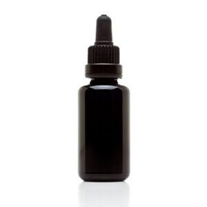 infinity jars 30 ml (1 fl oz) black ultraviolet glass bottle w/glass eye dropper