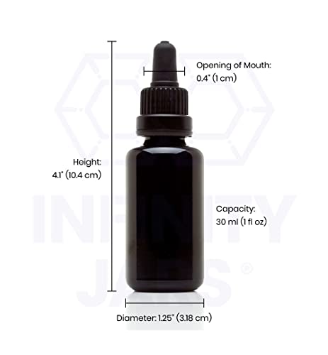 Infinity Jars 30 Ml (1 fl oz) Black Ultraviolet Glass Bottle w/Glass Eye Dropper